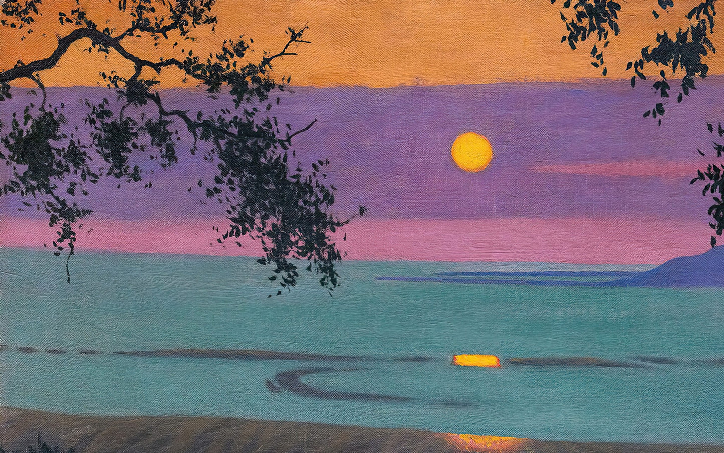 Sunset at Grasse, Orange and Violet Sky