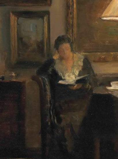 A Lady Reading by Lamplight