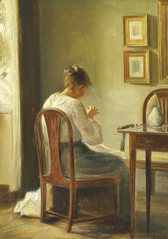 Interior with Woman Sewing by the Window